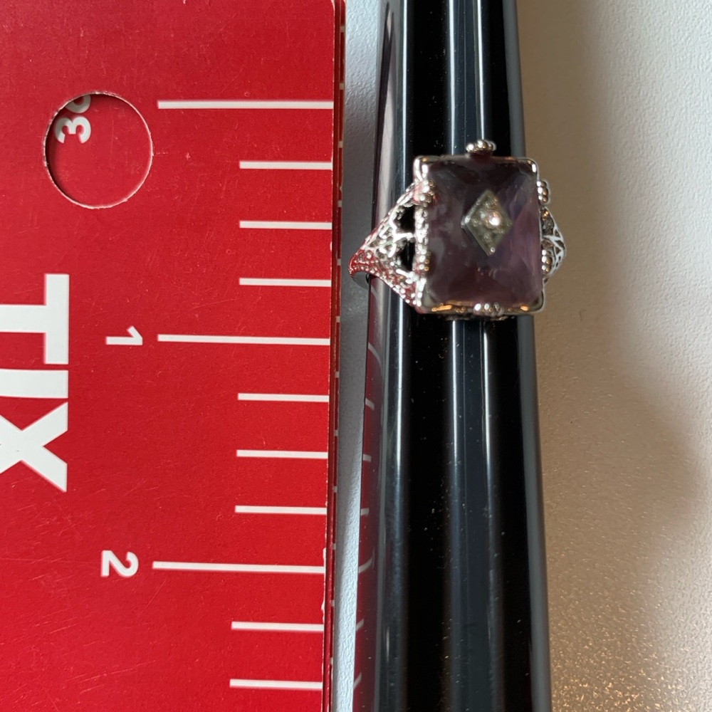 Elegant Edwardian Style Purple Gemstone Silver Ring, size 5.5 NWOT - Picture 5 of 6
